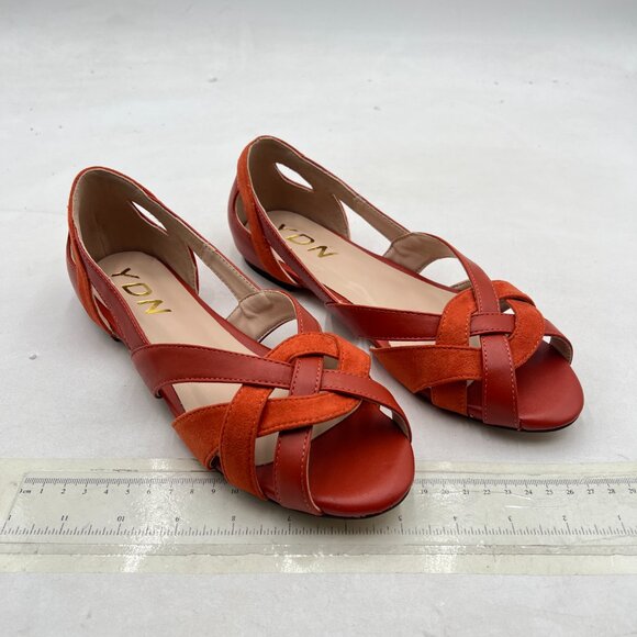 YDN Brown Braid Pumps Cutout Sandals Slip On Flats Peep Toe Party Dressy Prom - Picture 4 of 8